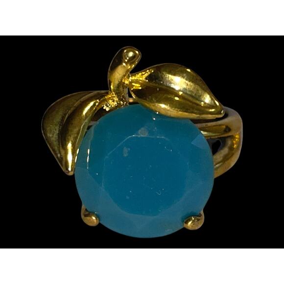 Vintage Sarah Coventry Ring | Blue Faceted glass stone | Gold Toned | EUC | Sz 9 - Picture 1 of 5